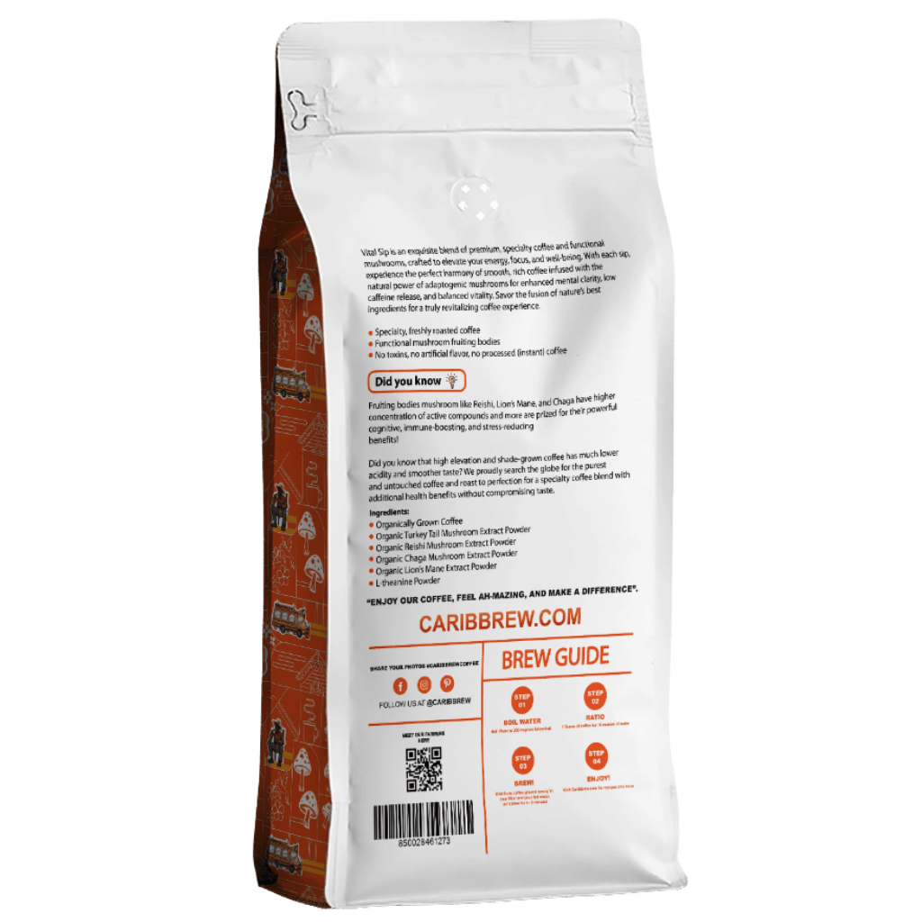 Caribbrew Vitalsip Arabica Coffee With Mushroom 12oz - Caribbrew