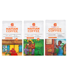 three types of carribean coffee roast medium, dark and spiced coffee