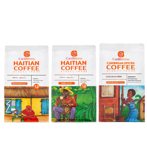 three types of carribean coffee roast medium, dark and spiced coffee