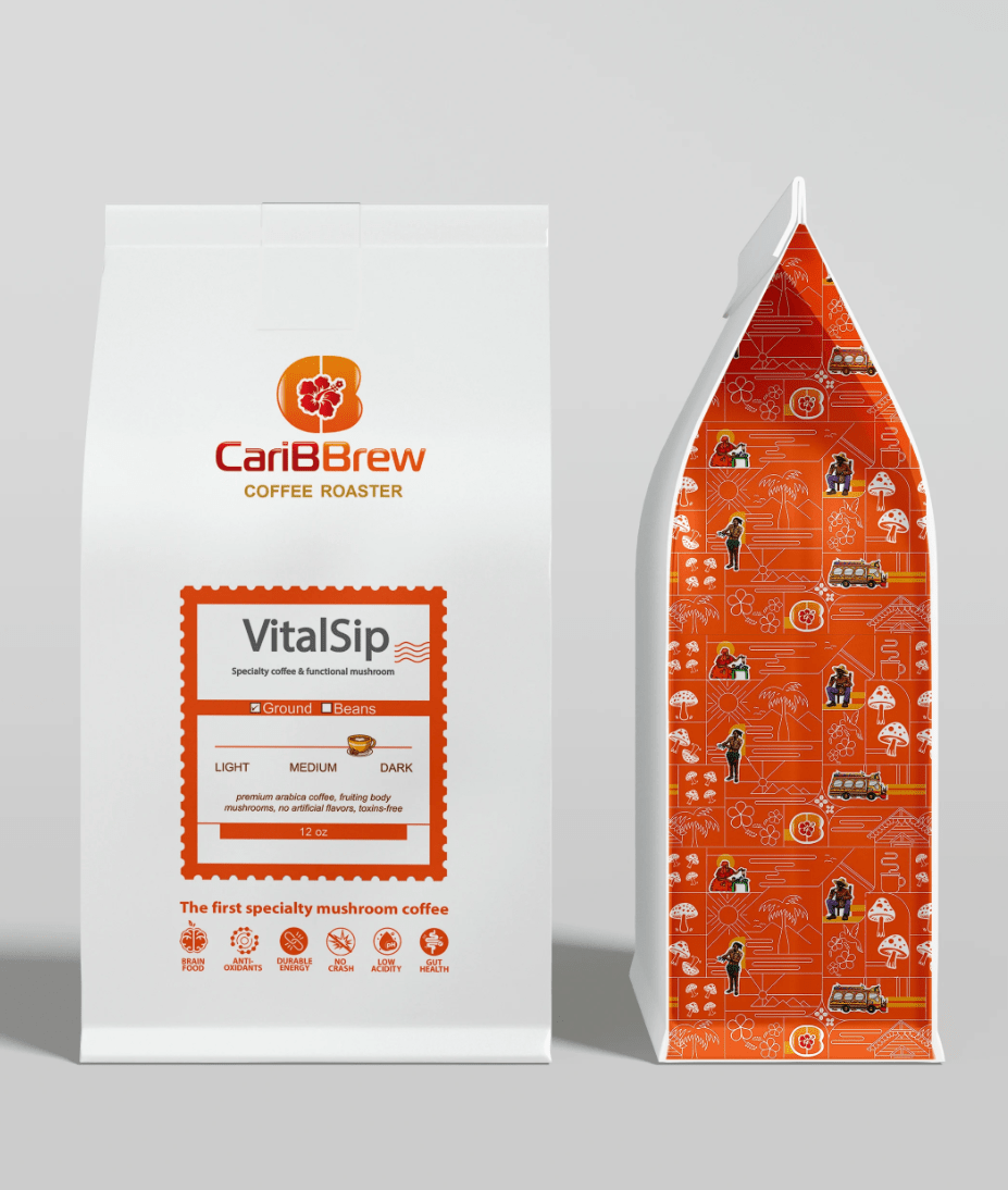Caribbrew Vitalsip Arabica Coffee With Mushroom 12oz - Caribbrew12oz